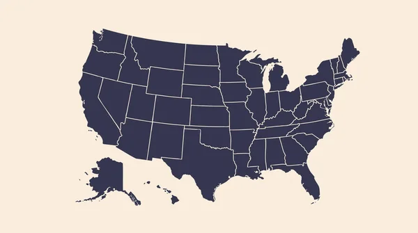 Eua Mapa Cartaz Dos Estados Unidos América Mapa Impressão Preto — Vetor de Stock