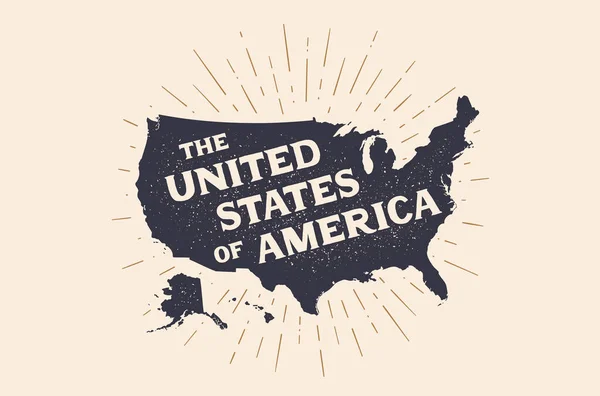 Usa Peta Poster Amerika Serikat Tampilkan Peta Usa Untuk Shirt - Stok Vektor