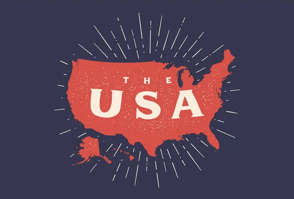 Usa Posterkarte Der Vereinigten Staaten Von Amerika Karte Der Usa — Stockvektor