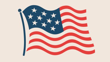 Amerikan bayrağı ve ABD sembolü. Yıldız ve çizgili Birleşik Devletler bayrağı. ABD bayramları için vatansever Amerikan bayrağı. Amerika Birleşik Devletleri ulusal ABD sembolü. Vektör İllüstrasyonu