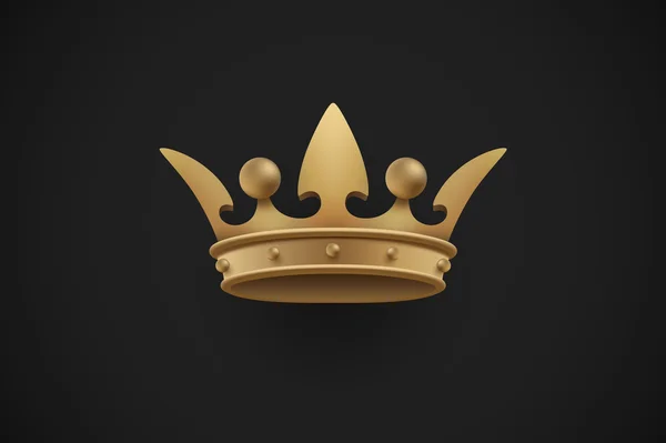 Gold royal crown on a dark black background. Vector Illustration. — Stock Vector