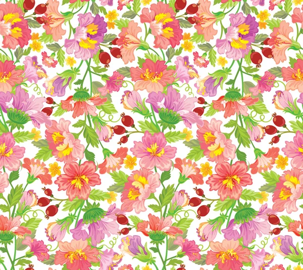Nahtlose Blütenmuster in rosa Tönen — Stockvektor