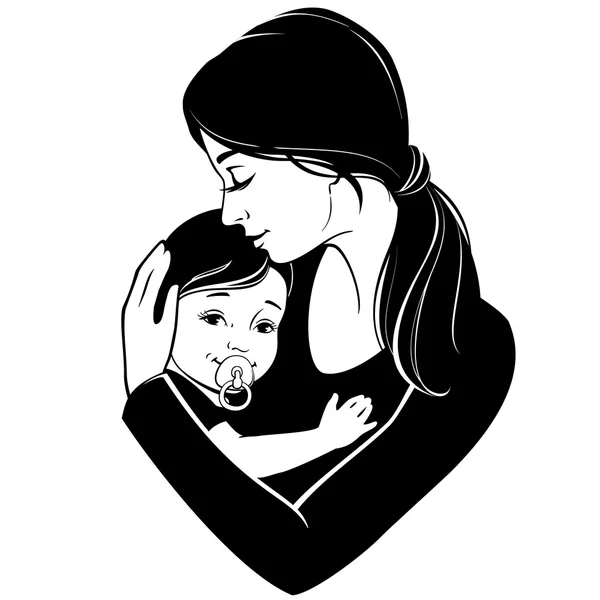 Abrazos tiernos de la madre y su hijo — Vector de stock