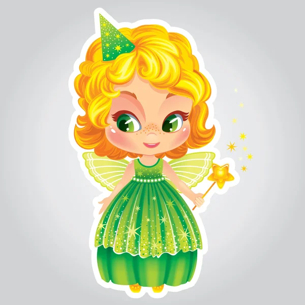 Chaming little fairy in shiny dress — Stock Vector