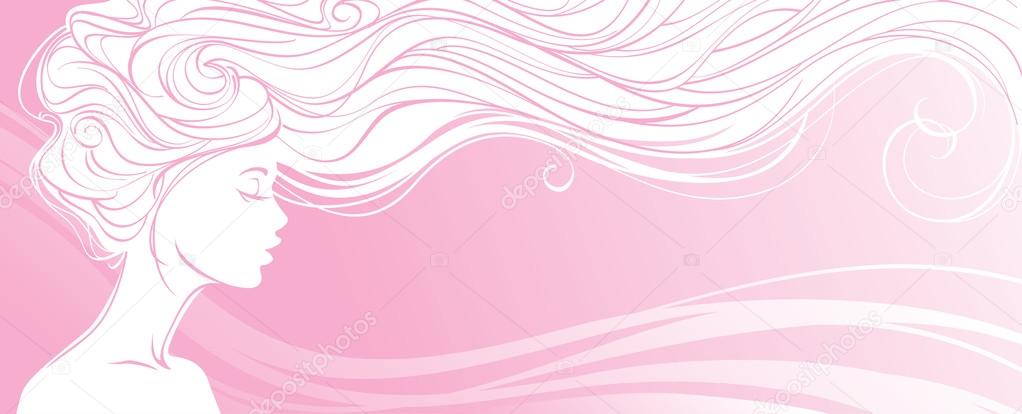 Beautiful silhouette of long hair woman on pink background Stock Vector  Image by ©bellerebelle_n #109770204