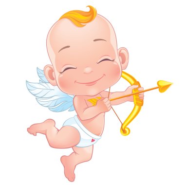 Bir yay çekim bebek aşk tanrısı