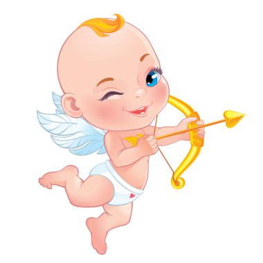 Bir yay çekim bebek aşk tanrısı