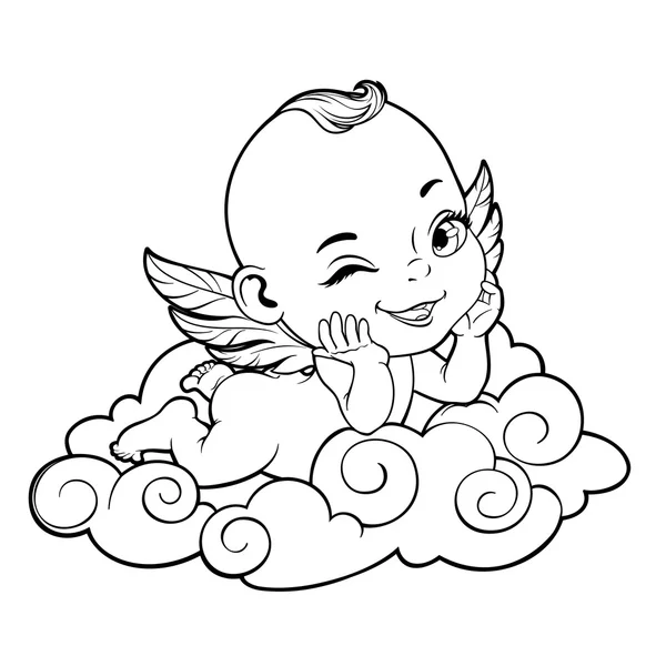 Vectorillustratie met Baby Cupid schieten een boog — Stockvector