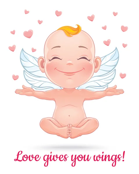 Vectorillustratie met happy baby cupid — Stockvector