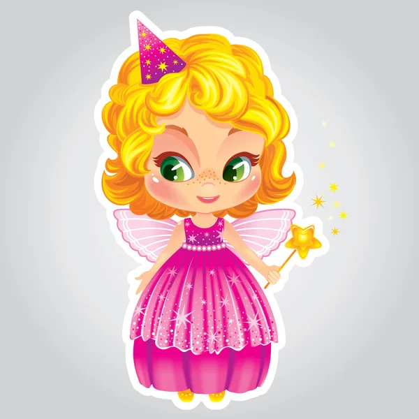 Little fairy in shiny dress — Stock Vector