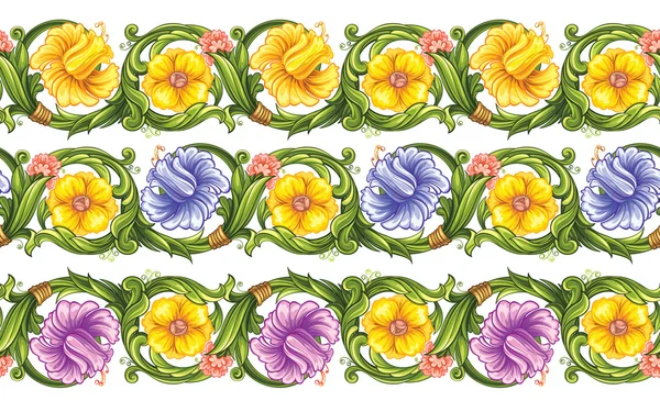 Bordure sans couture avec fleurs de printemps — Image vectorielle