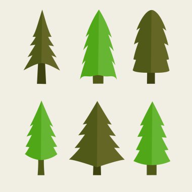 Düz Noel ağacı seti, vektör Eps 10