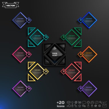 Vector infographics design with colorful rhombs.