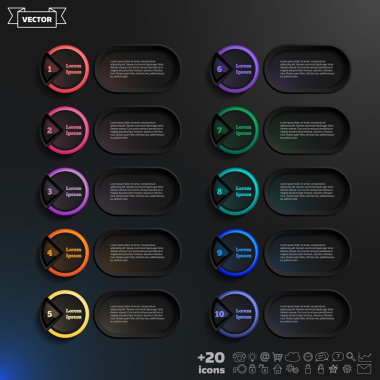 Renkli daireler ile vektör Infographic tasarım listesi.