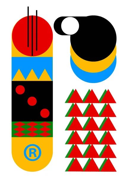 Beyaz arkaplanda geometrik şekiller, renk posteri, soyut poster