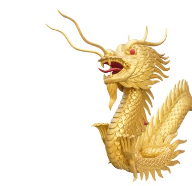 Çin stili ejderha heykeli beyaz arka plan ile kırpma yolu 