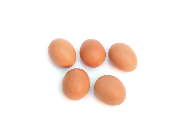 白い背景に5個の卵 — ストック写真