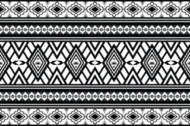 Geometrik tasarım dokusu geleneksel soyut siyah ve beyaz doğu kumaşı. nakış stili, perde, arkaplan, halı, duvar kağıdı, kumaş, ambalaj, batik, kumaş, Vektör illüstrasyonu için.