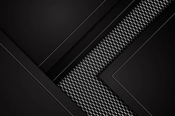 抽象的な金属黒のテクスチャの背景炭素繊維は アルミニウムシート現代のテンプレート技術のデザインの背景に赤い縞を対照します ベクターイラスト — ストックベクタ