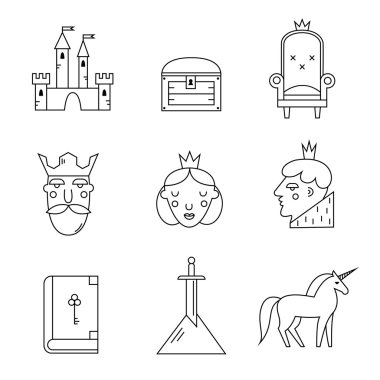 Peri kuyruk Icons set. 