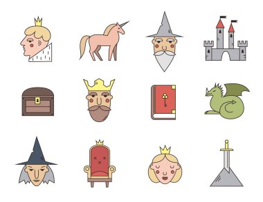 Peri kuyruk Icons set. 