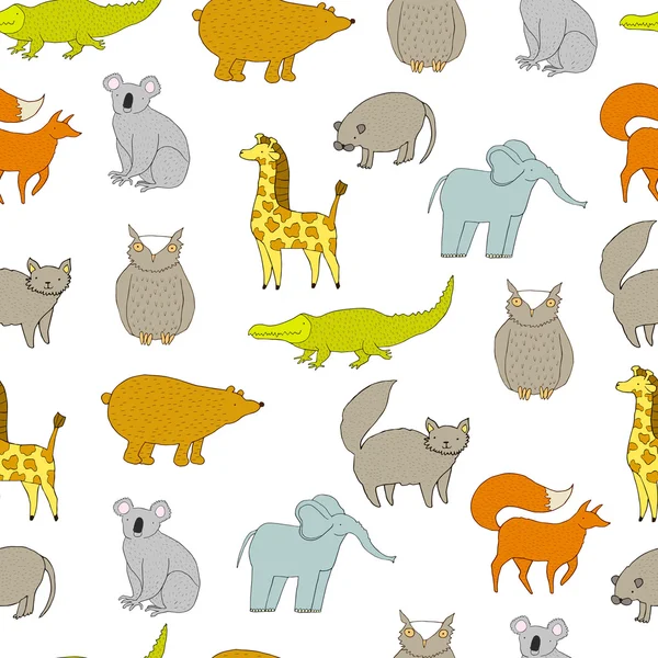 Patrón animales lindos — Vector de stock