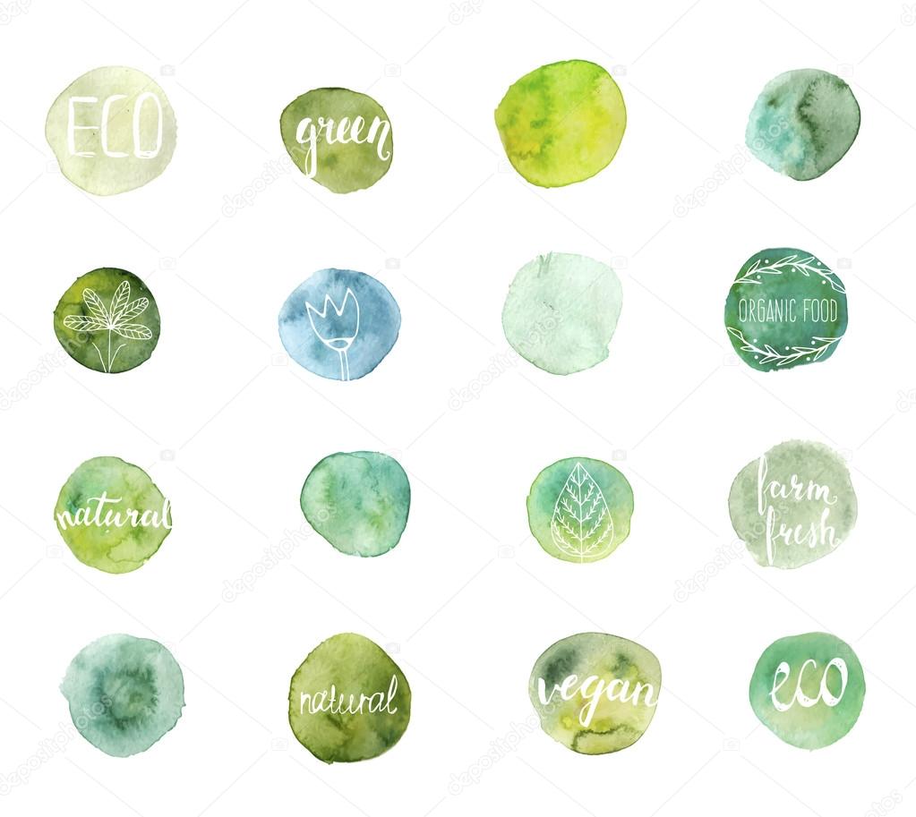 Set of watercolor eco stains