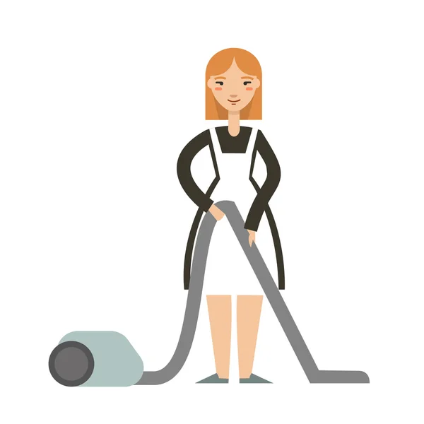 Housewife  with vacuum cleaner — Stock Vector