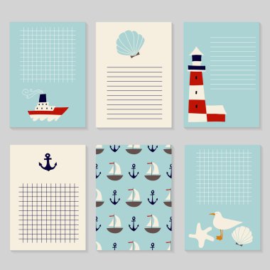cards in nautical style clipart