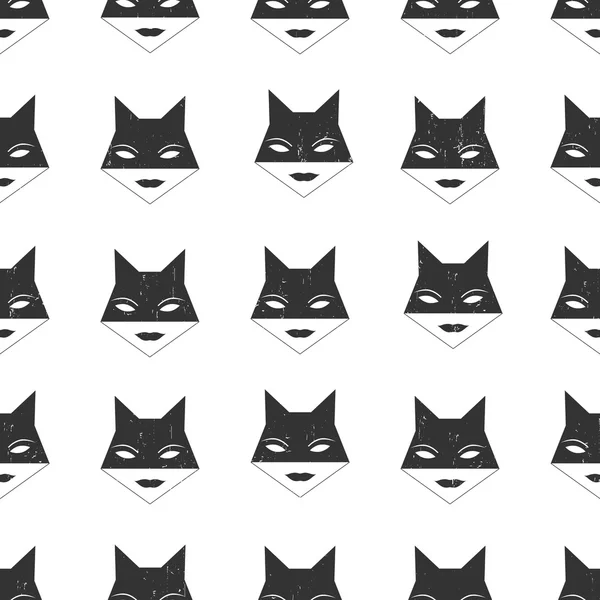 Gato mujeres cabezas — Vector de stock