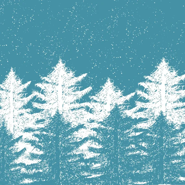 Winter Hintergrund mit Bäumen — Stockvektor