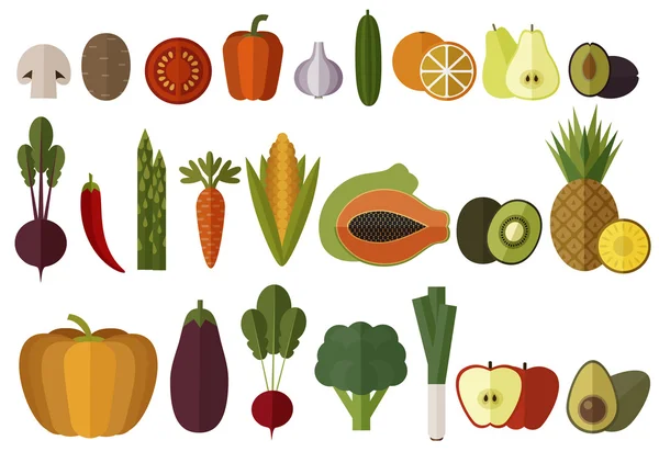 Grandi verdure e frutta Set — Vettoriale Stock
