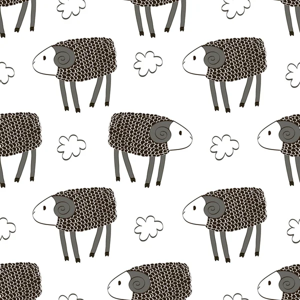 Pattern with cute lambs — Stock Vector