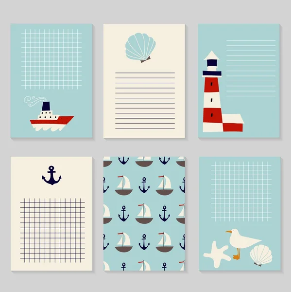 Cards in nautical style — Stock Vector