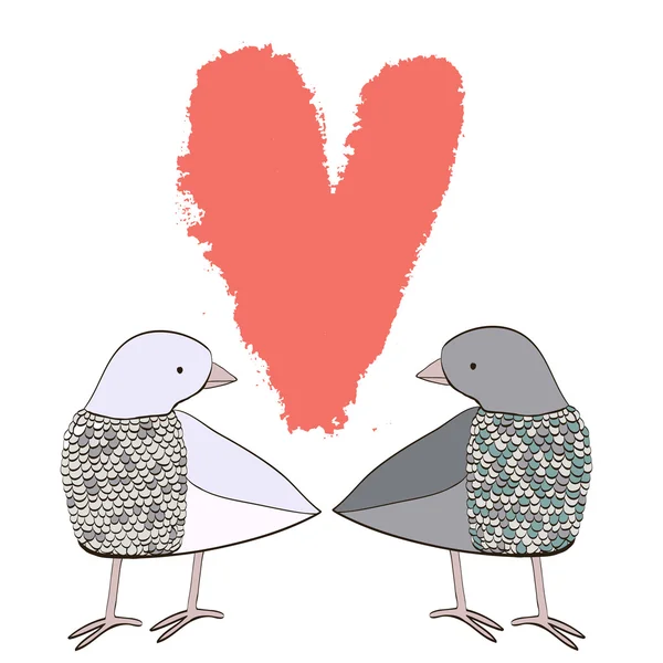 Cartoon couple of  doves — Stock Vector