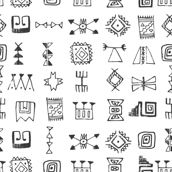 Pattern with ethnic symbols — Stock Vector