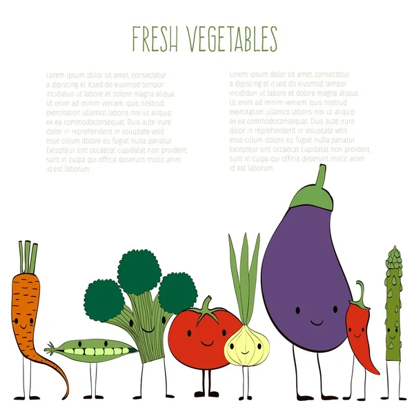 Fondo de verduras frescas — Vector de stock