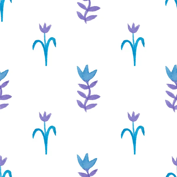 Bleu motif floral sans couture — Image vectorielle