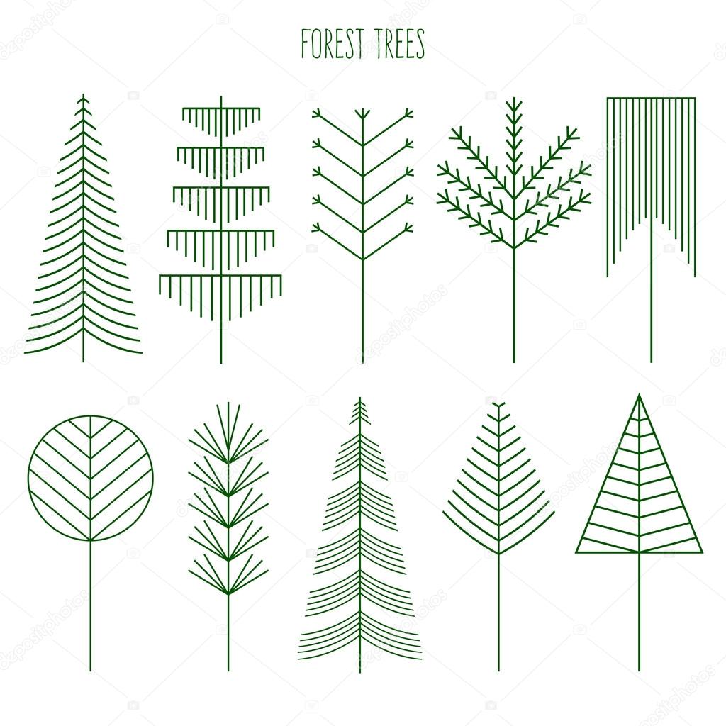 Forest trees set