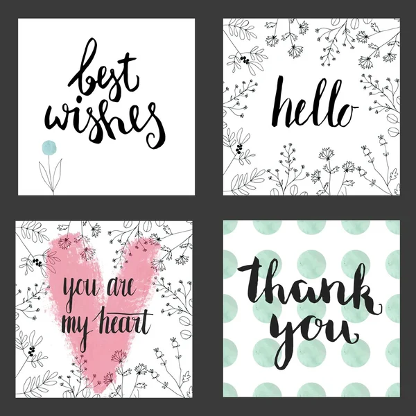Collection of romantic postcards with lettering
