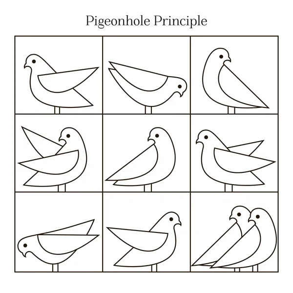 Pigeonhole Principio iconos — Vector de stock