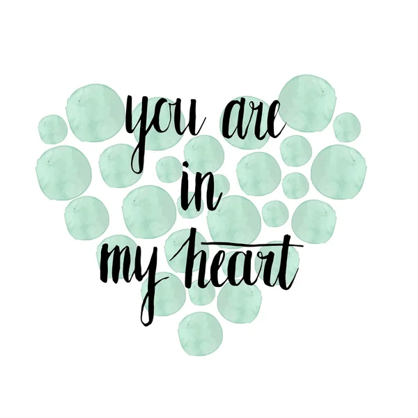 Watercolor heart with lettering — Stok Vektör