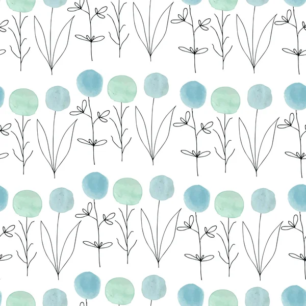 Watercolor circles with flowers