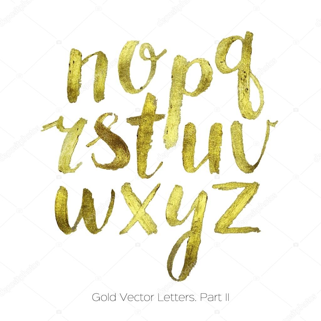 Gold Hand-written alphabet