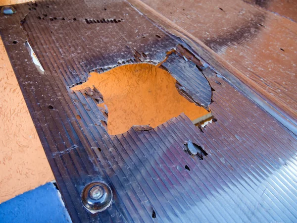 Cobertura Viseira Policarbonato Celular Destruída — Fotografia de Stock