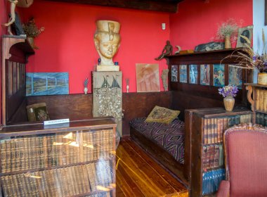 Koktebel, Crimea - September 16, 2020: Niche of the cabin Taiakh of the Maximilian Voloshin house-museum in Koktebel, Crimea