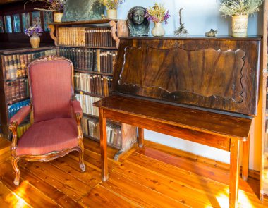 Koktebel, Crimea - September 16, 2020: Fragment of the furnishings of the workshop of the house-museum of Maximilian Voloshin in Koktebel, Crimea