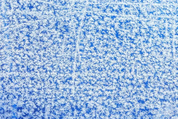 Padrões Geada Natural Vidro Fundo Azul Inverno Geada Fundo Textura — Fotografia de Stock