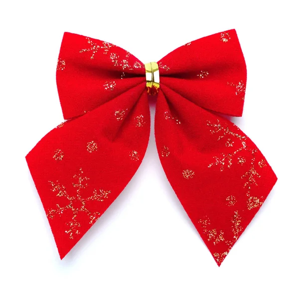 Red Bow Made Fabric Isolated White Background Top View — Stock Photo, Image