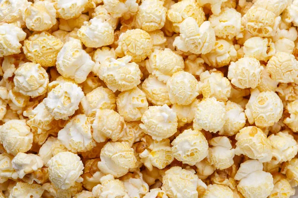 Frisse Zoete Popcorn Met Karamel Gouden Kleur Close Bovenaanzicht — Stockfoto